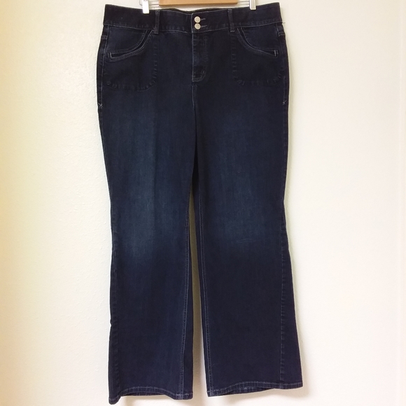 Lane Bryant Denim - Lane Bryant Flare Wide Leg Trouser Blue Jeans T3